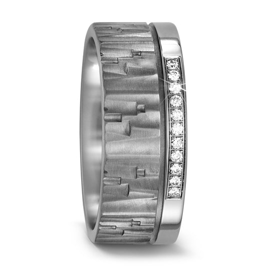 obrączka partnerska tytan Diament 0.11 ct, 11 kamienie, w-si