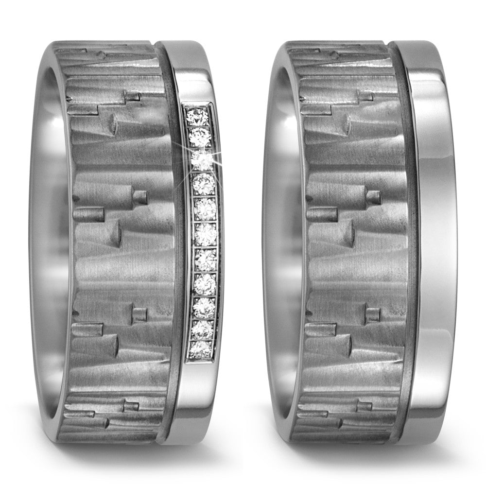 obrączka partnerska tytan Diament 0.11 ct, 11 kamienie, w-si