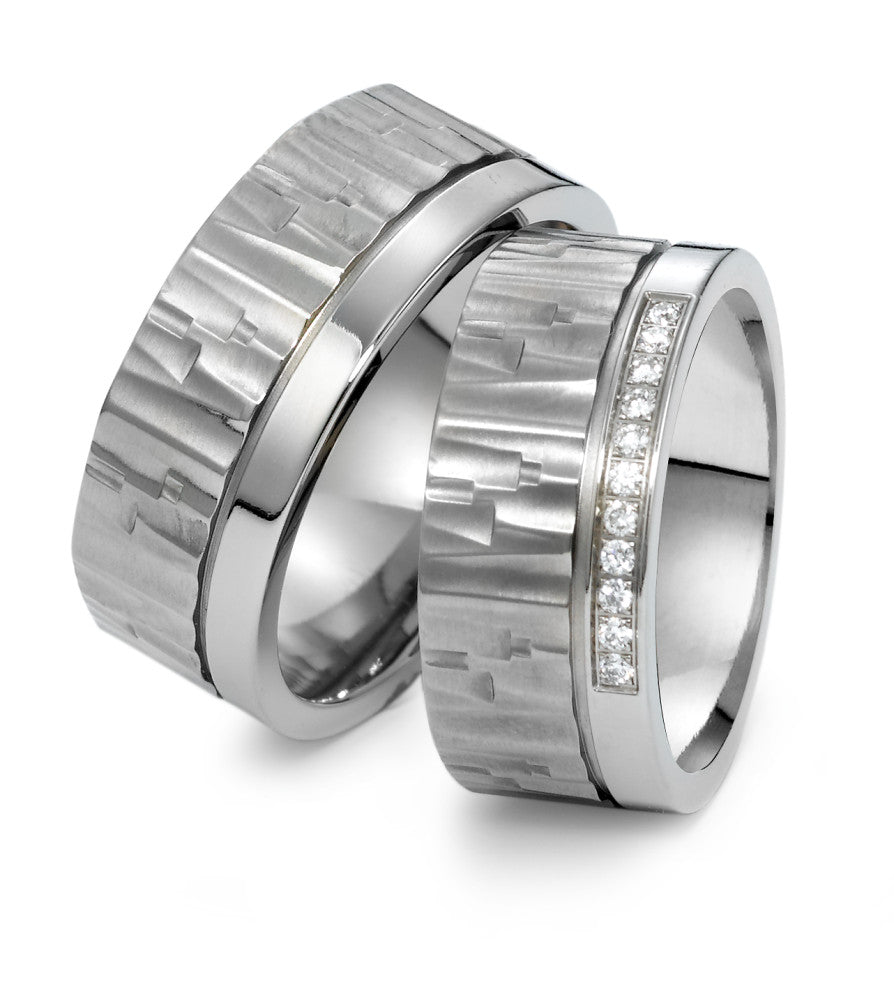 obrączka partnerska tytan Diament 0.11 ct, 11 kamienie, w-si