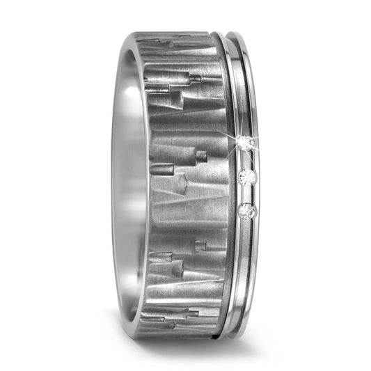 obrączka partnerska tytan Diament 0.03 ct, 3 kamienie, w-si