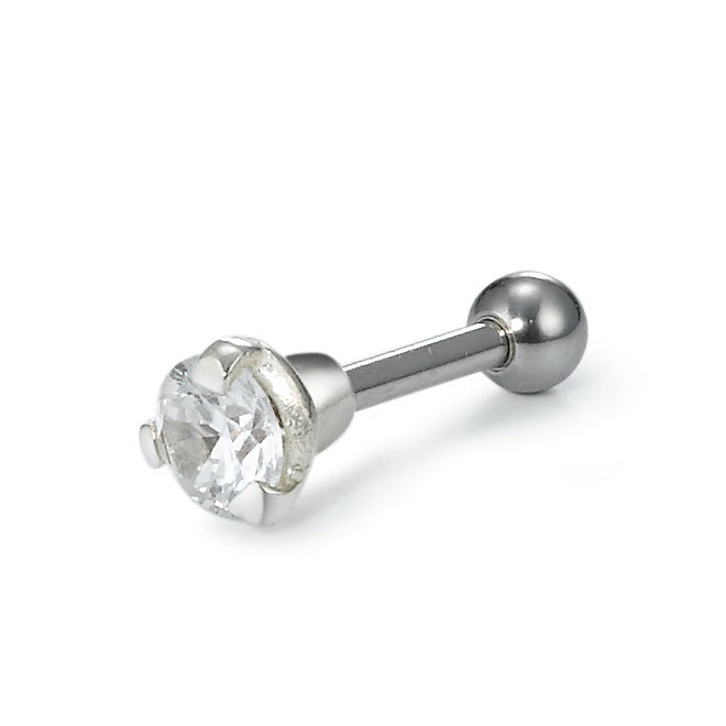 piercing stal nierdzewna, metal Kryształ biały posrebrzany Ø4.5 mm