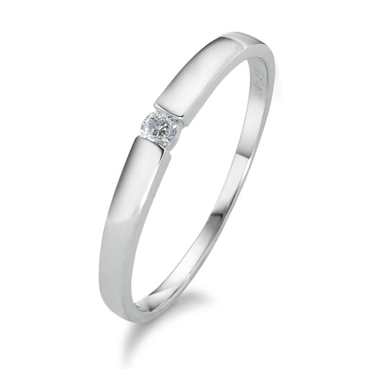 pierścionek solitär złoto białe 750/18 K Diament 0.05 ct, w-si