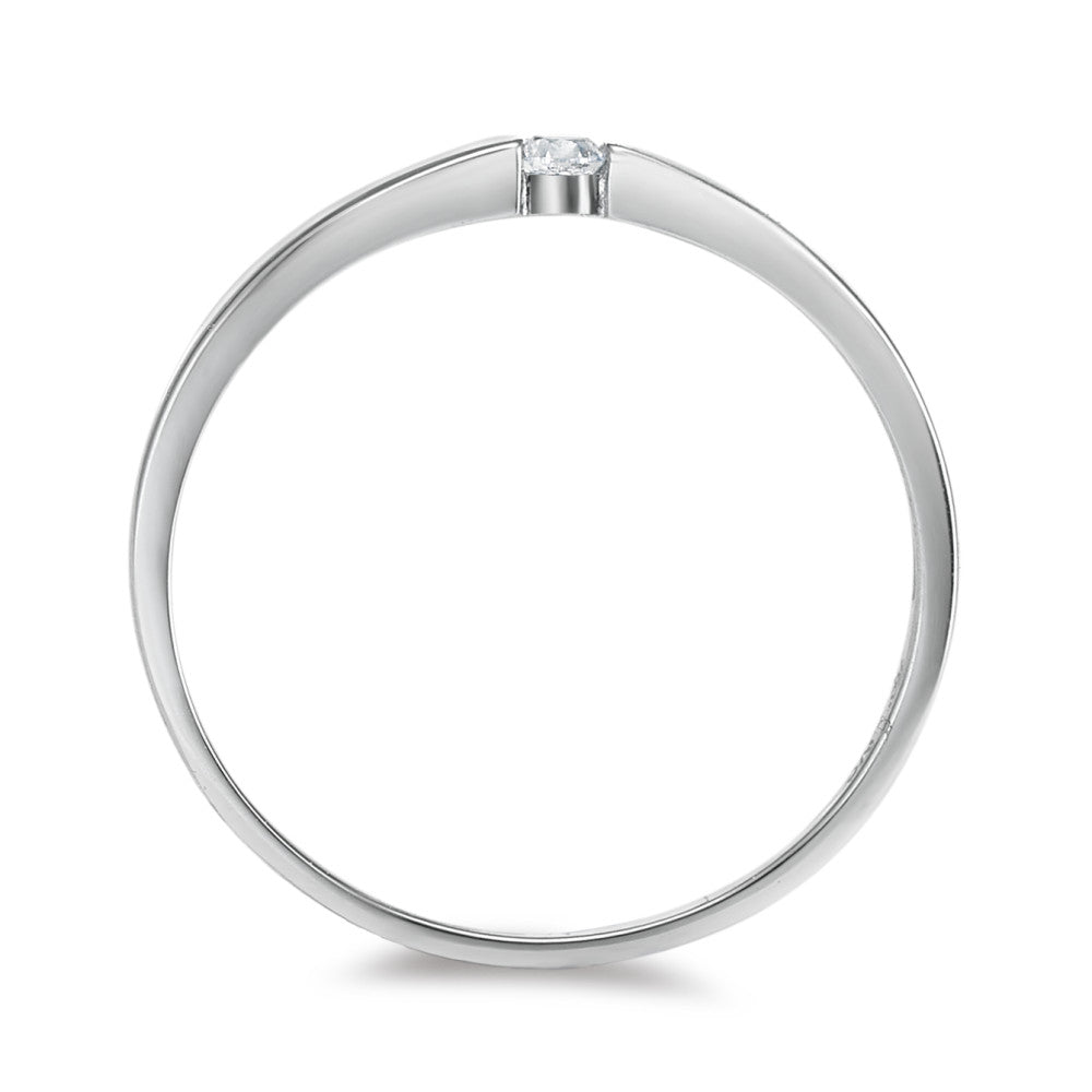 pierścionek solitär złoto białe 750/18 K Diament 0.05 ct, w-si