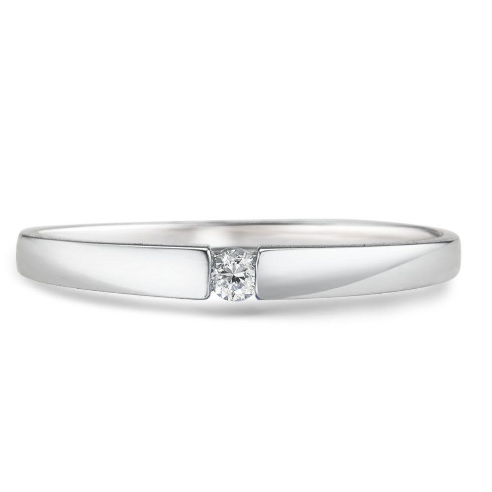 pierścionek solitär złoto białe 750/18 K Diament 0.05 ct, w-si