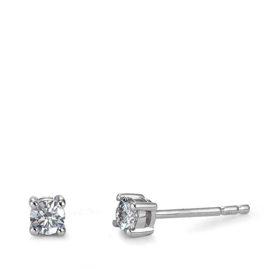 kolczyki wkrętki złoto białe 750/18 K Diament 0.24 ct, 2 kamienie, w-si Ø3.2 mm