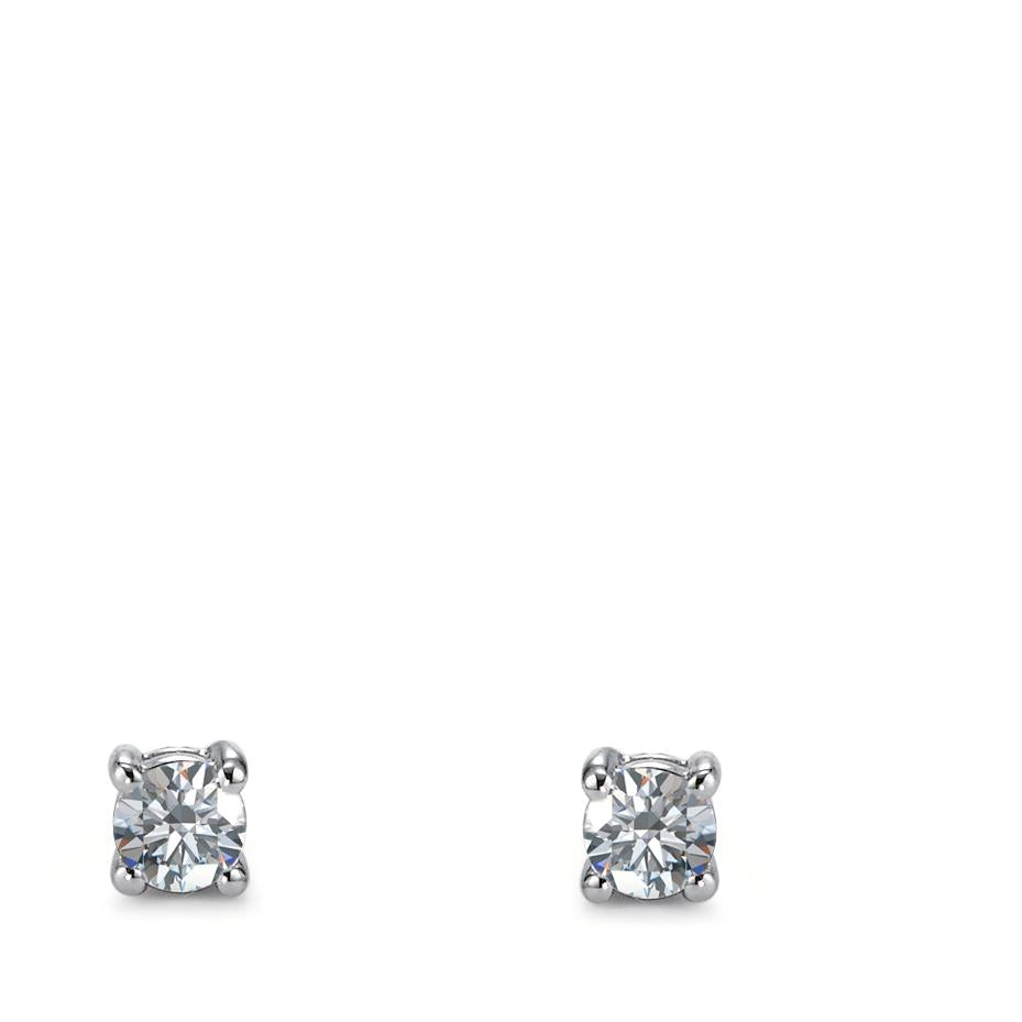 kolczyki wkrętki złoto białe 750/18 K Diament 0.24 ct, 2 kamienie, w-si Ø3.2 mm