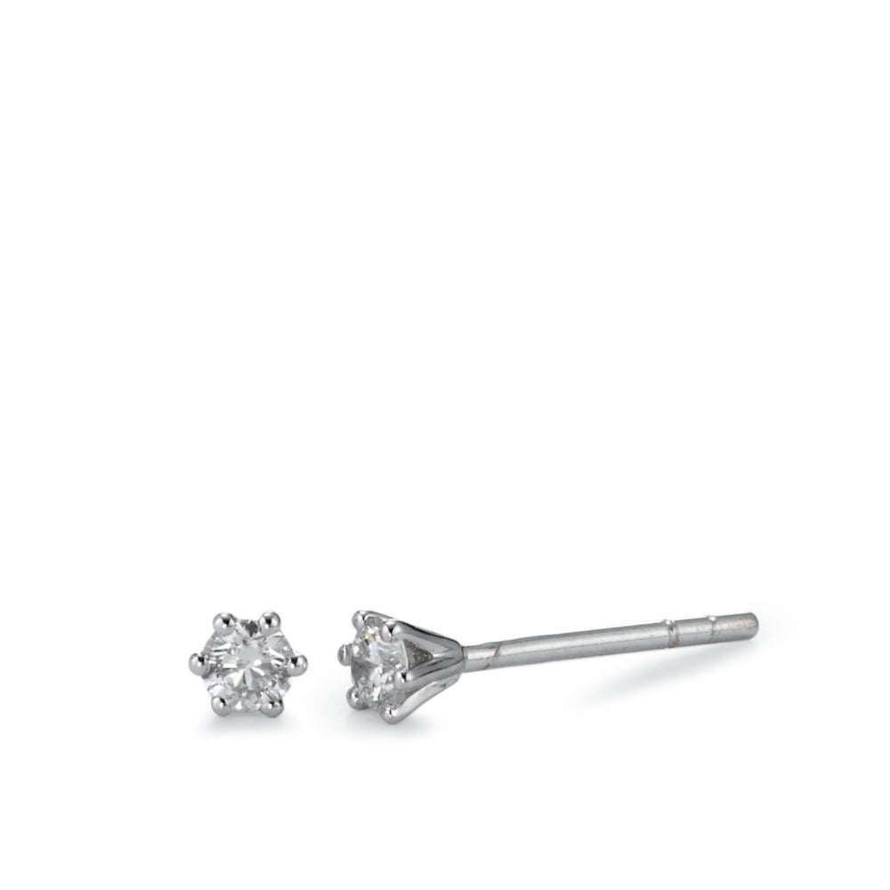 kolczyki wkrętki złoto białe 750/18 K Diament 0.15 ct, 2 kamienie, w-si Ø3 mm