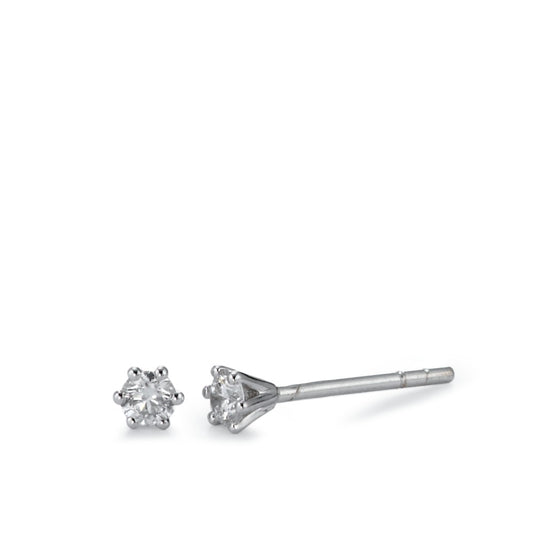 kolczyki wkrętki złoto białe 750/18 K Diament 0.15 ct, 2 kamienie, w-si Ø3 mm