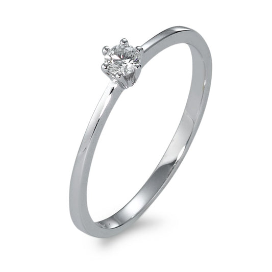 pierścionek solitär złoto białe 750/18 K Diament 0.10 ct, w-si