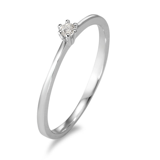 pierścionek solitär złoto białe 750/18 K Diament 0.05 ct, w-si