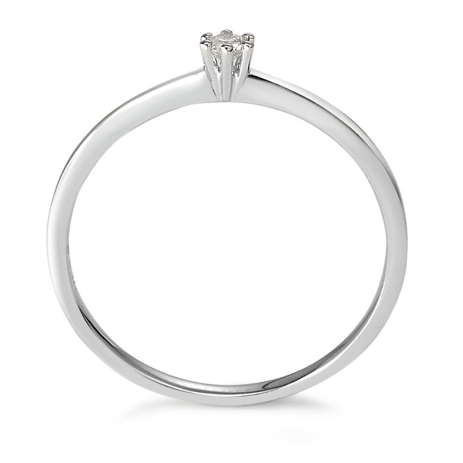 pierścionek solitär złoto białe 750/18 K Diament 0.05 ct, w-si