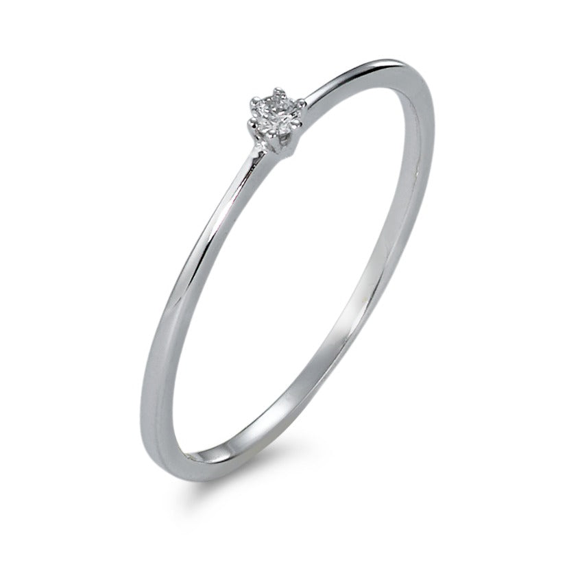 pierścionek solitär złoto białe 750/18 K Diament 0.03 ct, w-si