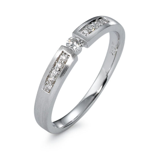 pierścionek solitär złoto białe 750/18 K Diament 0.13 ct, 11 kamienie, w-si