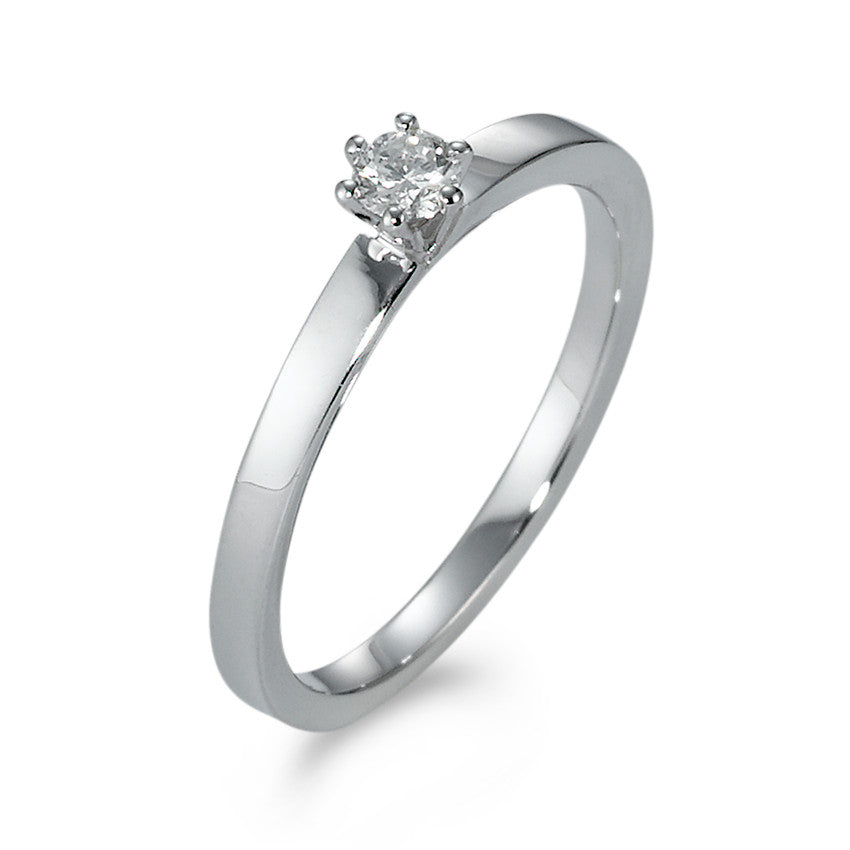 pierścionek solitär złoto białe 750/18 K Diament 0.15 ct, w-si