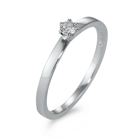 pierścionek solitär złoto białe 750/18 K Diament 0.10 ct, w-si