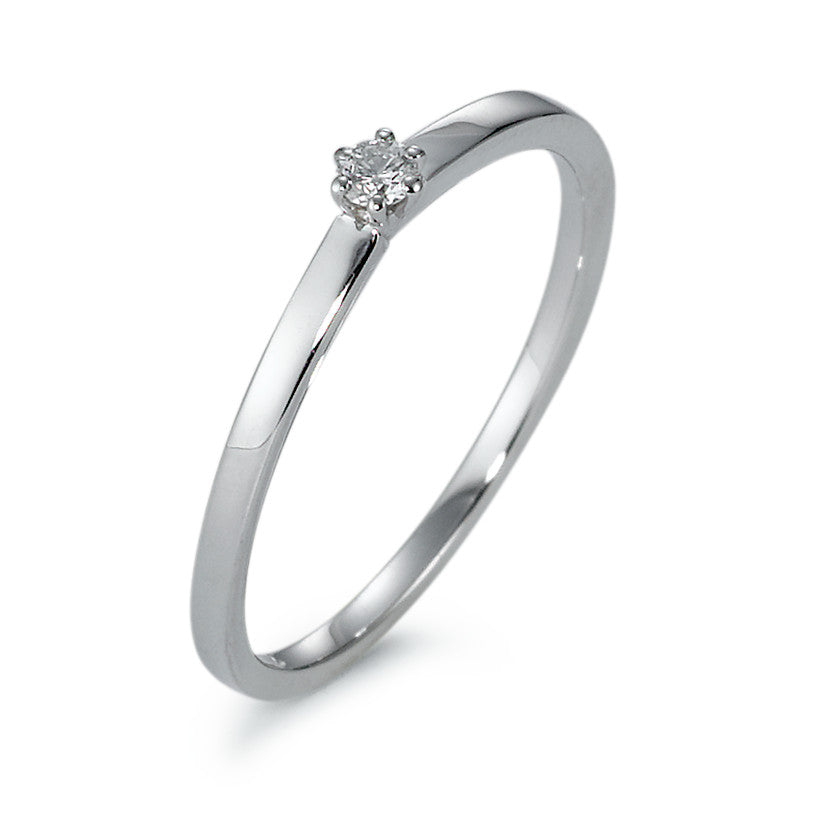 pierścionek solitär złoto białe 750/18 K Diament 0.05 ct, w-si