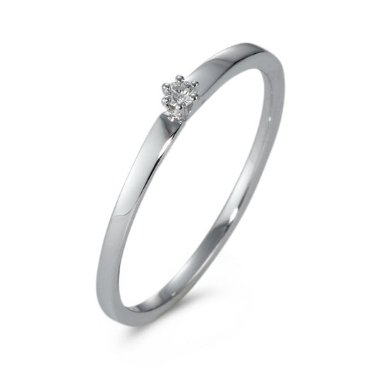 pierścionek solitär złoto białe 750/18 K Diament 0.03 ct, w-si