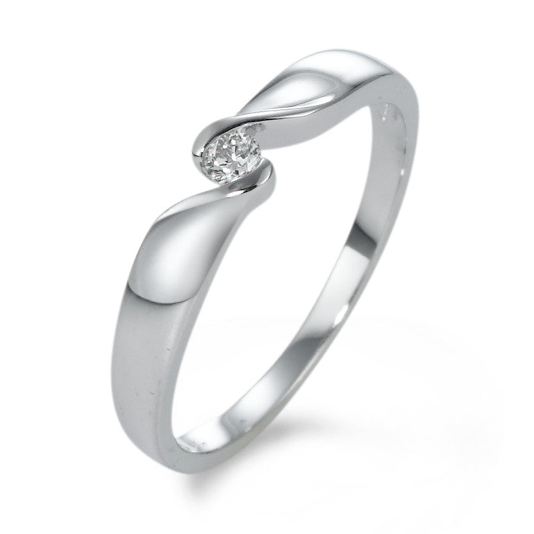 pierścionek solitär złoto białe 750/18 K Diament 0.05 ct, w-si