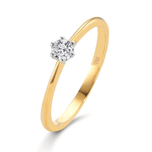 pierścionek solitär złoto żółte 750/18 K, złoto białe 750/18 K Diament 0.15 ct, w-si