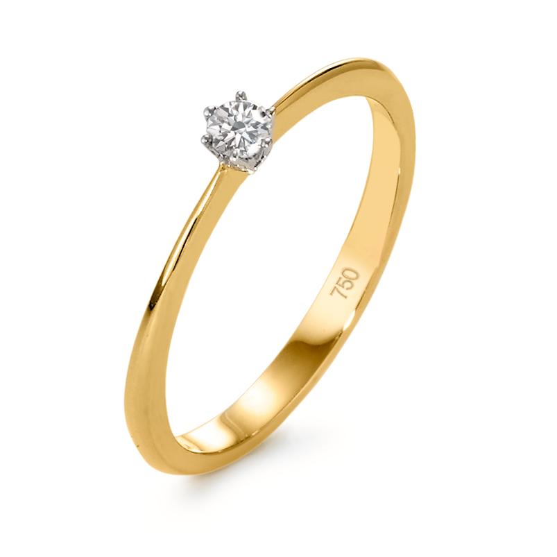 pierścionek solitär złoto żółte 750/18 K, złoto białe 750/18 K Diament 0.07 ct, w-si