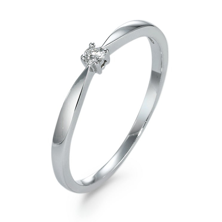 pierścionek solitär złoto białe 750/18 K Diament 0.05 ct, w-si