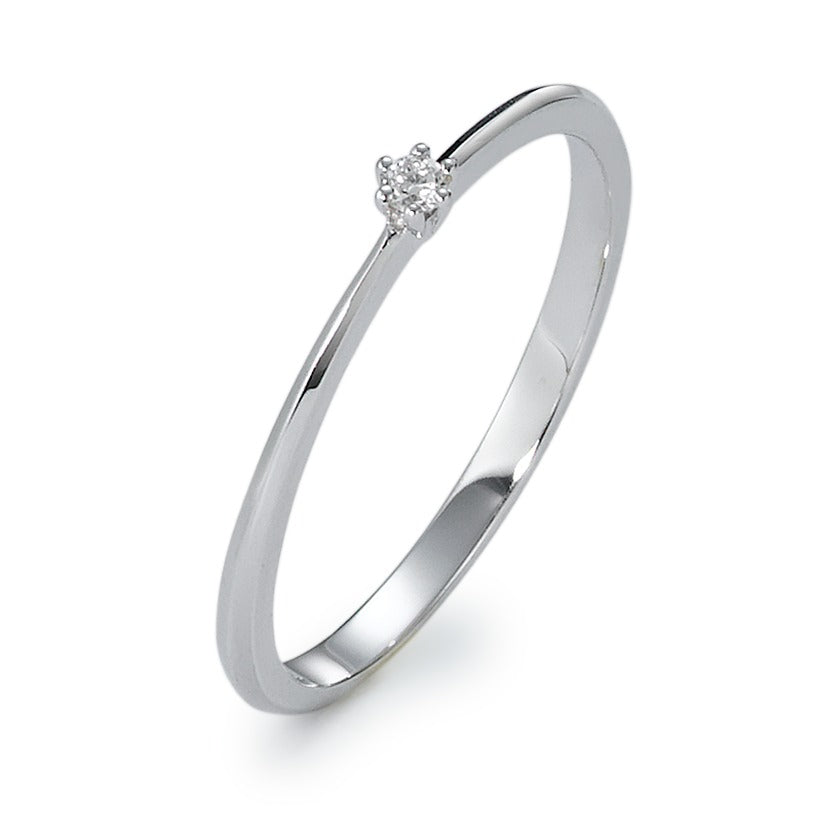 pierścionek solitär złoto białe 750/18 K Diament 0.03 ct, w-si