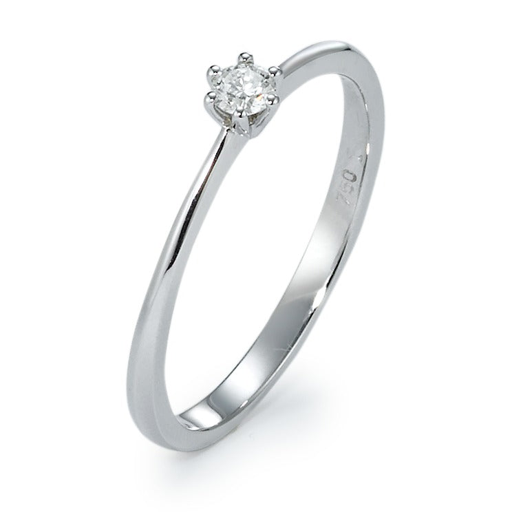 pierścionek solitär złoto białe 750/18 K Diament 0.11 ct, w-si