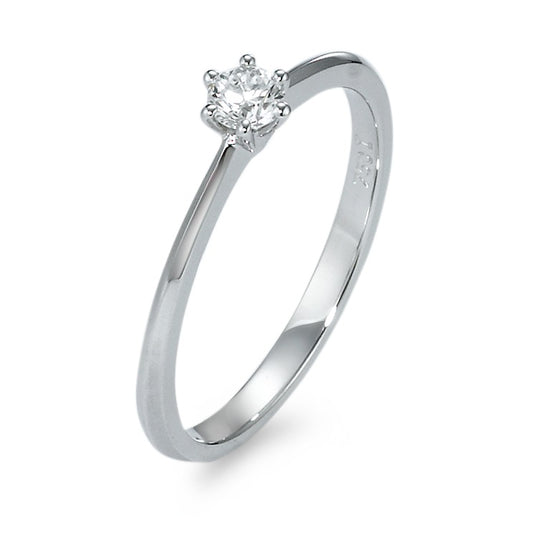 pierścionek solitär złoto białe 750/18 K Diament 0.15 ct, w-si