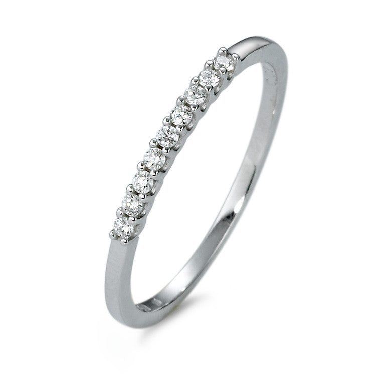 pierścionek pamięci złoto białe 750/18 K Diament biały, 0.09 ct, 9 kamienie, [Brillant], w-si