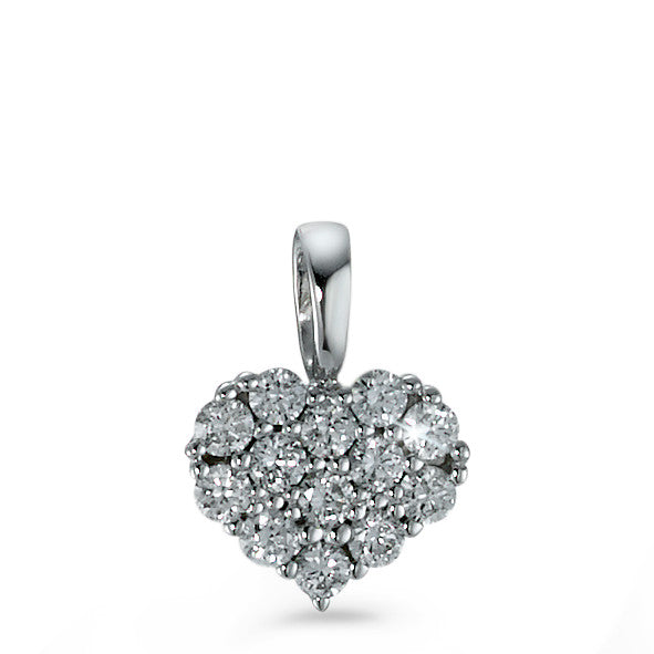 wisiorek złoto białe 750/18 K Diament 0.18 ct, 13 kamienie, [Brillant], w-si Serce