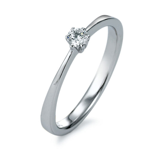 pierścionek solitär złoto białe 750/18 K Diament 0.10 ct, [Brillant], w-si