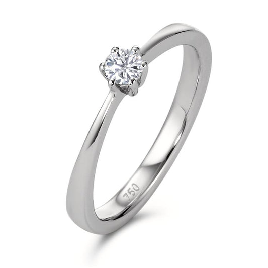 pierścionek solitär złoto białe 750/18 K Diament 0.15 ct, [Brillant], w-si