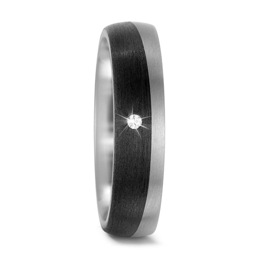 obrączka partnerska tytan, węgiel Diament 0.02 ct, w-si