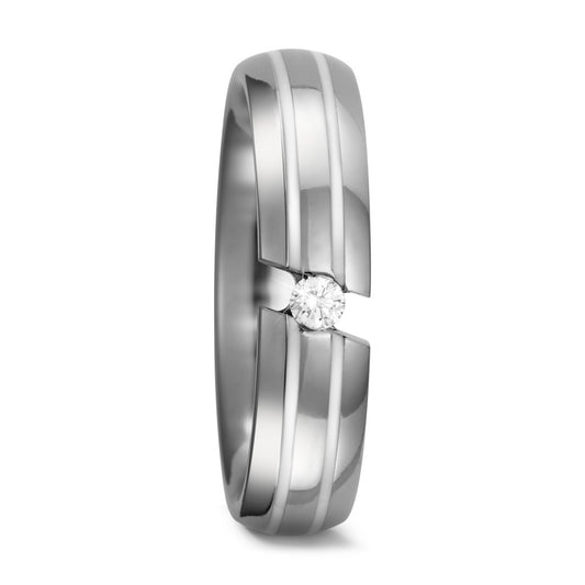 obrączka partnerska tytan, ceramika Diament 0.05 ct, w-si