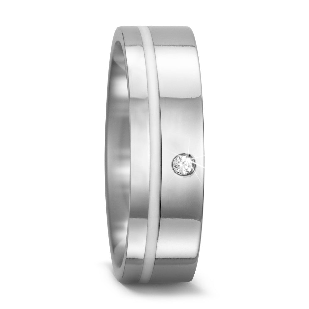 obrączka partnerska tytan, ceramika Diament 0.02 ct, w-si