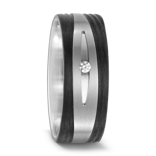 obrączka partnerska tytan, węgiel Diament 0.03 ct, w-si