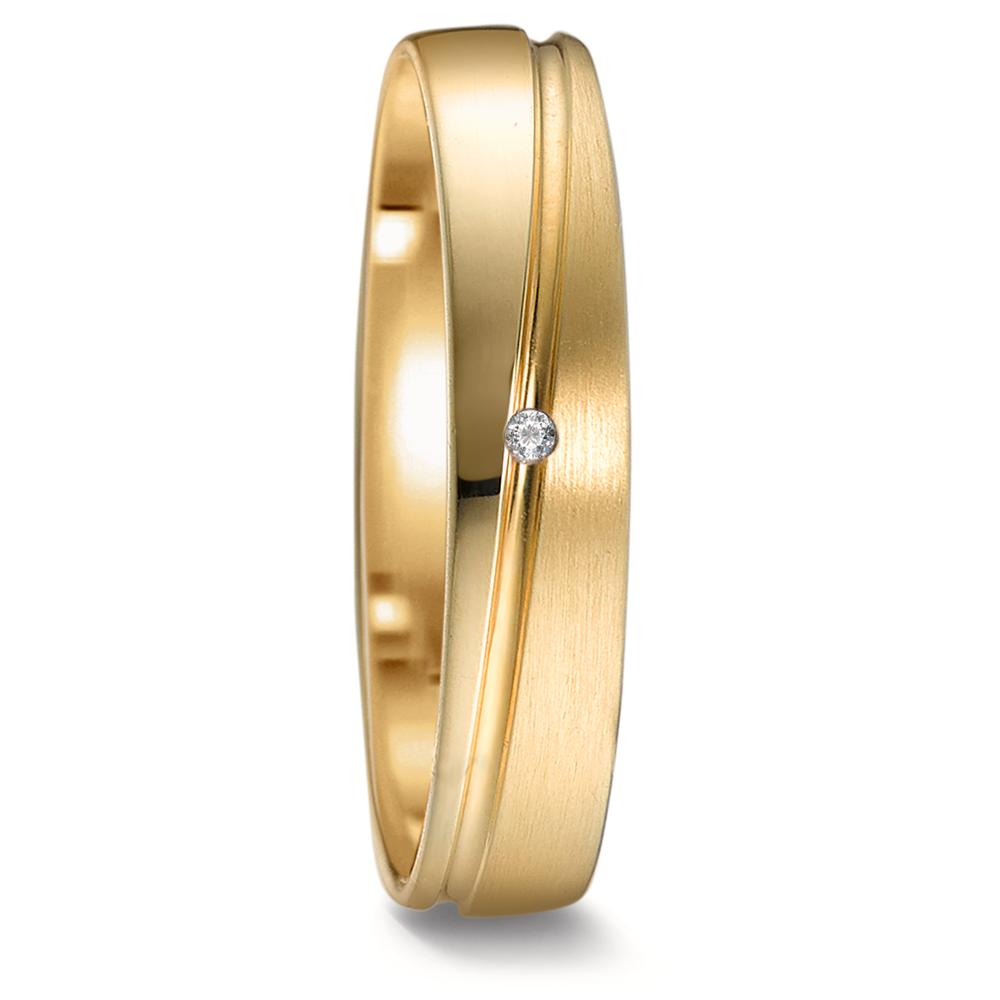 obrączka partnerska złoto żółte 750/18 K Diament 0.008 ct, w-si