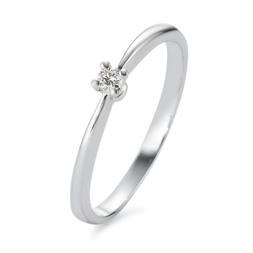 pierścionek solitär złoto białe 750/18 K Diament 0.05 ct, tw-vsi