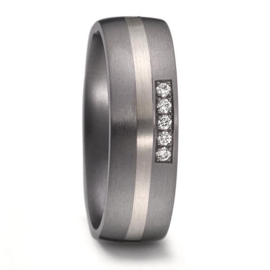 obrączka partnerska tantal 999, pallad 500 Diament 0.05 ct, 5 kamienie, w-si