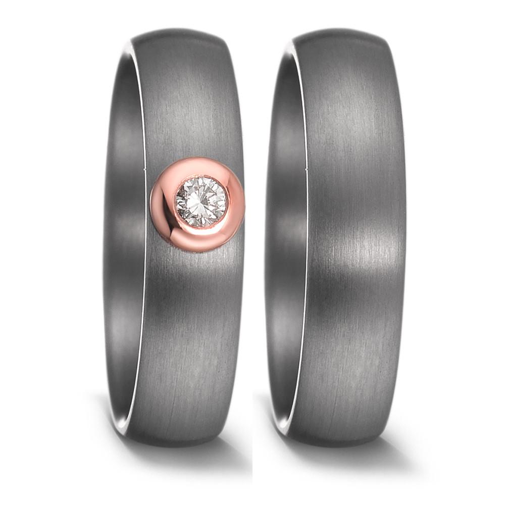 obrączka partnerska tantal 999, złoto czerwone 750/18 K Diament 0.10 ct, w-si