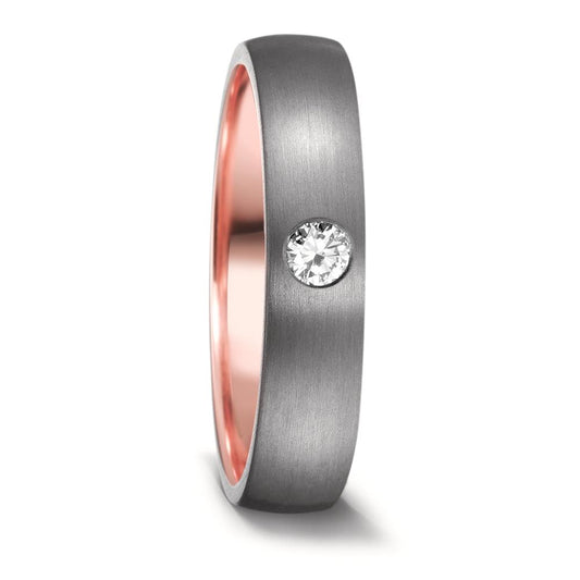 obrączka partnerska tantal 999, złoto różowe 585/14 K Diament 0.10 ct, w-si