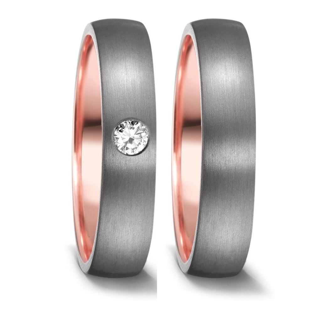 obrączka partnerska tantal 999, złoto różowe 585/14 K Diament 0.10 ct, w-si