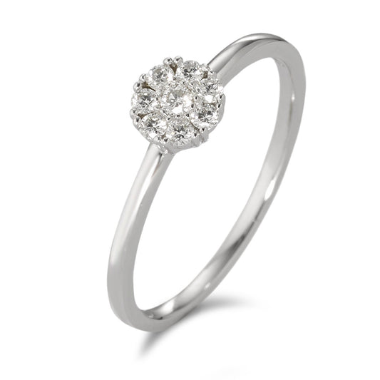 pierścionek solitär złoto białe 750/18 K Diament biały, 0.17 ct, 8 kamienie, [Brillant], w-si Ø5.5 mm