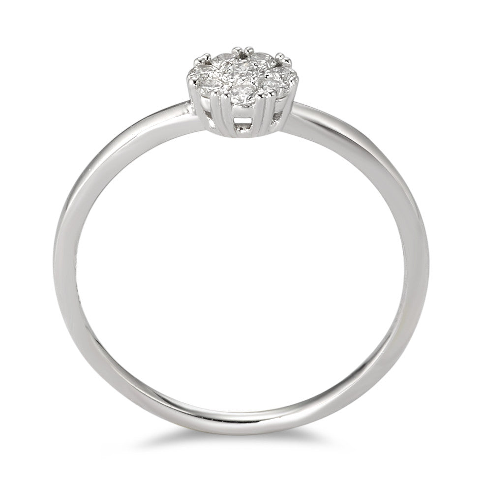 pierścionek solitär złoto białe 750/18 K Diament biały, 0.17 ct, 8 kamienie, [Brillant], w-si Ø5.5 mm