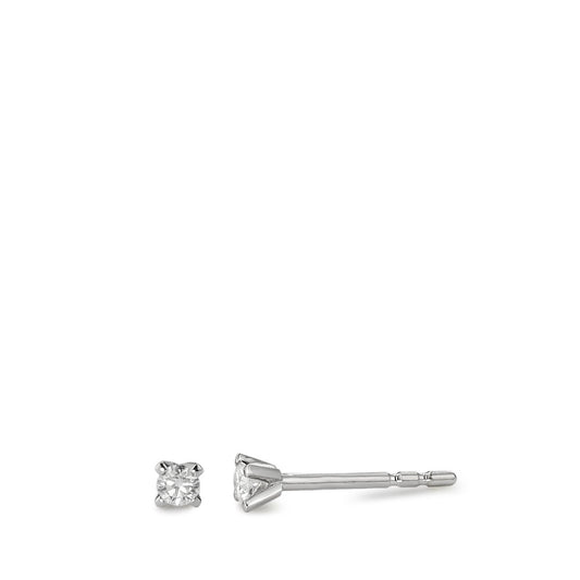 kolczyki wkrętki złoto białe 750/18 K Diament biały, 0.10 ct, 2 kamienie, [Brillant], w-si Ø3 mm