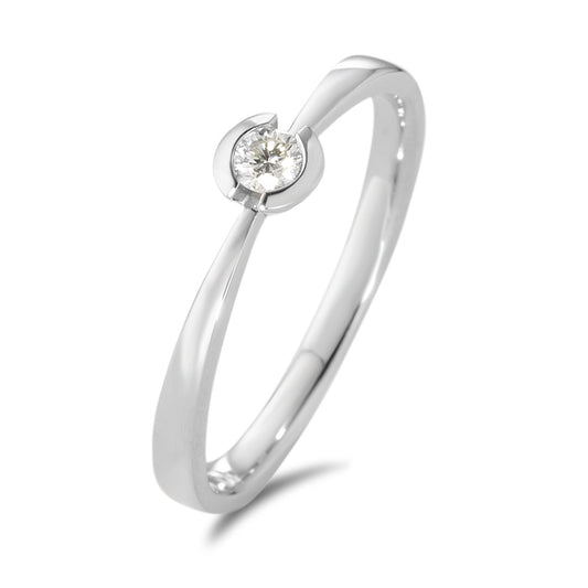 pierścionek solitär złoto białe 750/18 K Diament biały, 0.10 ct, [Brillant], w-si