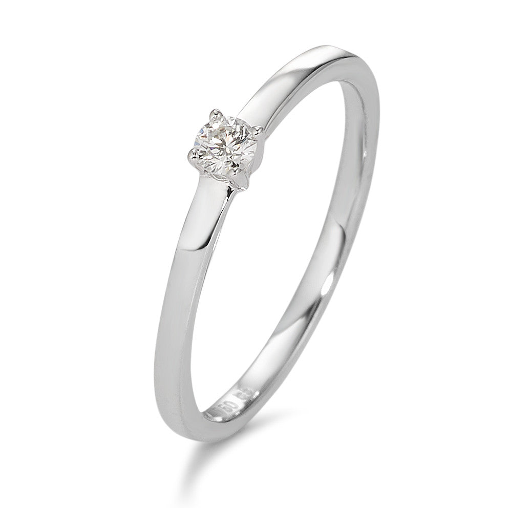 pierścionek solitär złoto białe 750/18 K Diament biały, 0.10 ct, [Brillant], w-si