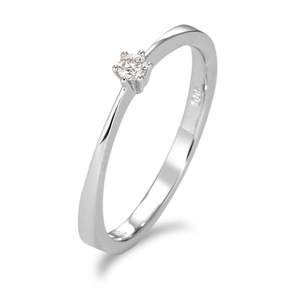 pierścionek solitär złoto białe 750/18 K Diament biały, 0.05 ct, [Brillant], w-si