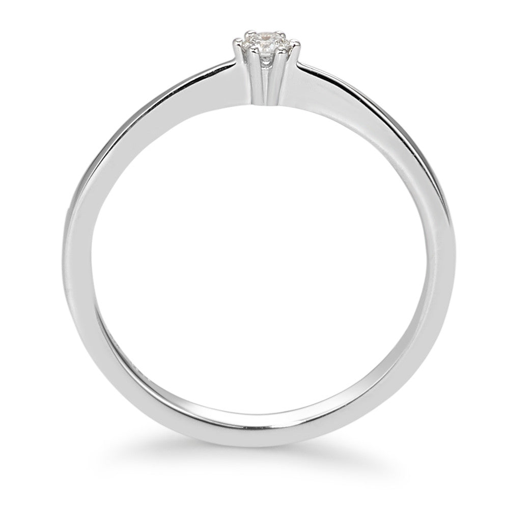 pierścionek solitär złoto białe 750/18 K Diament biały, 0.05 ct, [Brillant], w-si