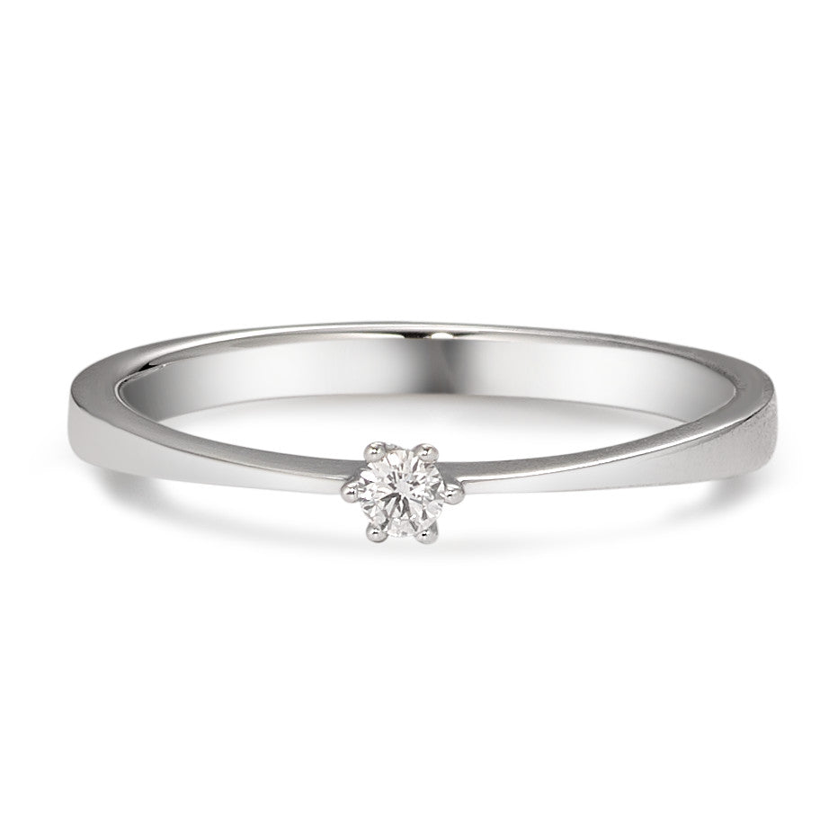 pierścionek solitär złoto białe 750/18 K Diament biały, 0.05 ct, [Brillant], w-si